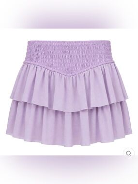 Katie J NYC Lavender Smocked Tiered Ruffle Skirt Juniors Small